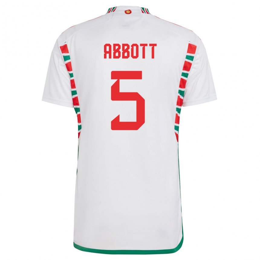 Heren Welsh George Abbott #5 Wit Uitshirt Uittenue 22-24 T-shirt