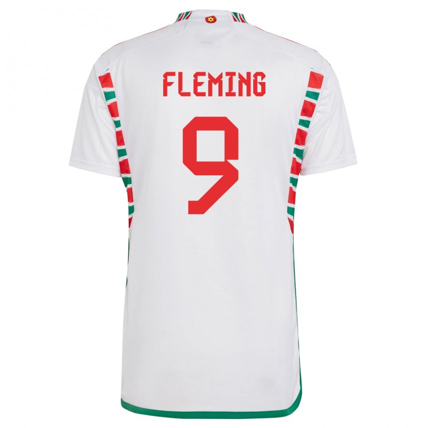 Heren Welsh Cole Fleming #9 Wit Uitshirt Uittenue 22-24 T-shirt