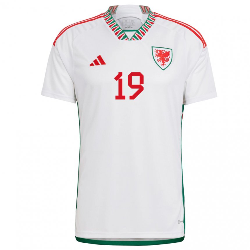 Heren Welsh Japhet Mpadi #19 Wit Uitshirt Uittenue 22-24 T-shirt