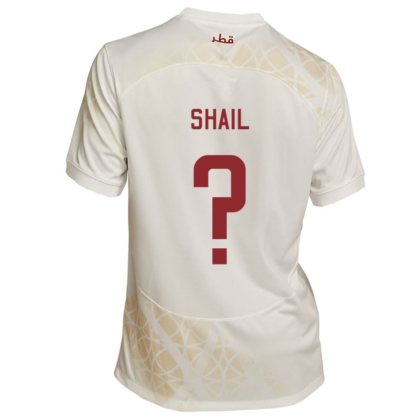 Heren Qatarees Ahmad Shail #0 Goud Beige Uitshirt Uittenue 22-24 T-shirt