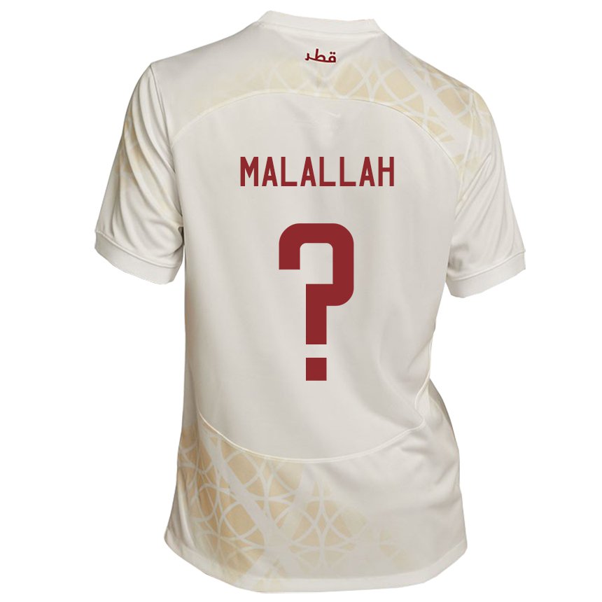 Heren Qatarees Ali Malallah #0 Goud Beige Uitshirt Uittenue 22-24 T-shirt