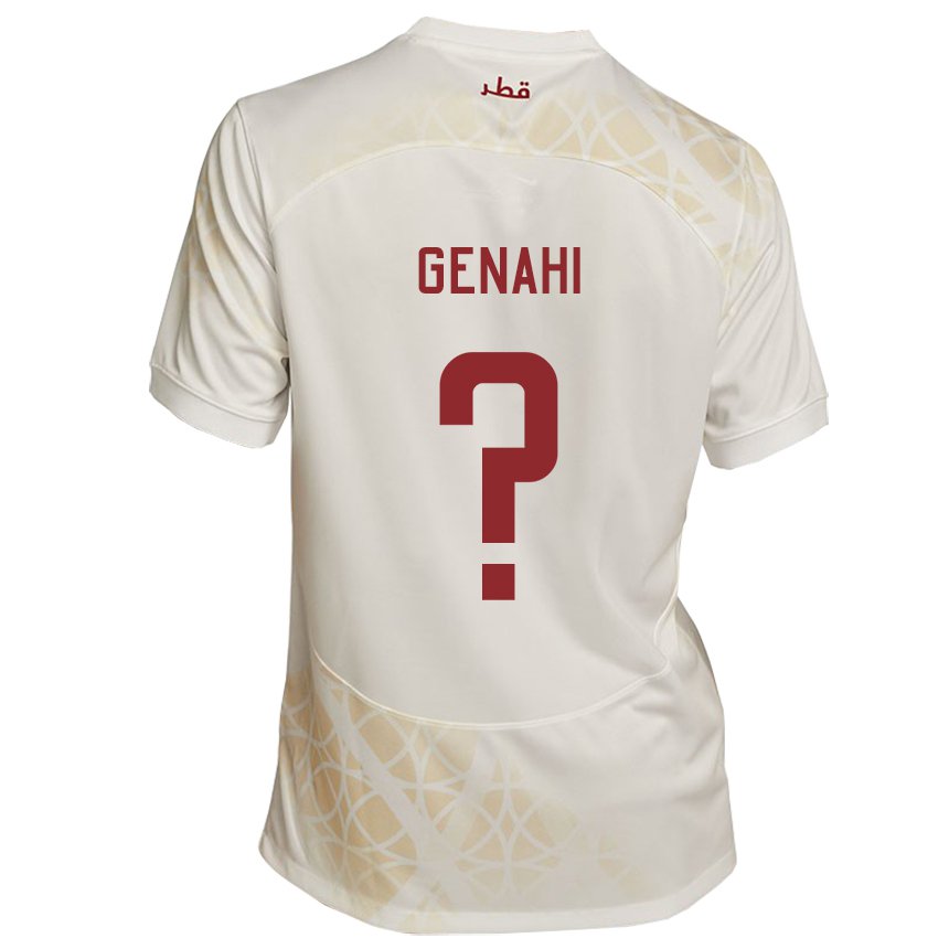 Heren Qatarees Ahmad Genahi #0 Goud Beige Uitshirt Uittenue 22-24 T-shirt