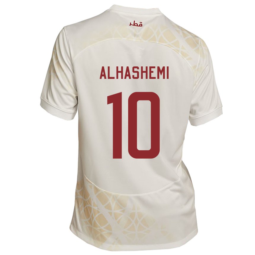 Heren Qatarees Suaad Alhashemi #10 Goud Beige Uitshirt Uittenue 22-24 T-shirt