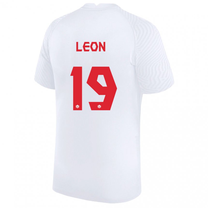 Heren Canadees Adriana Leon #19 Wit Uitshirt Uittenue 22-24 T-shirt