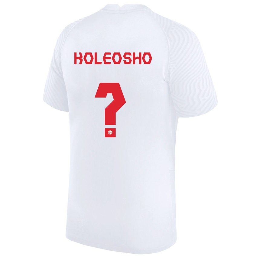 Heren Canadees Luca Koleosho #0 Wit Uitshirt Uittenue 22-24 T-shirt