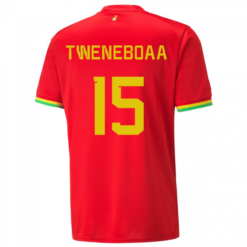 Heren Ghanees Justice Tweneboaa #15 Rood Uitshirt Uittenue 22-24 T-shirt