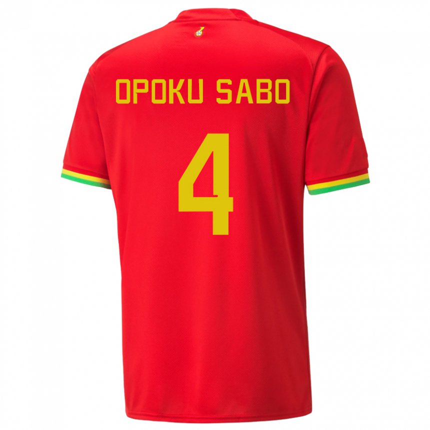 Heren Ghanees Alex Opoku Sabo #4 Rood Uitshirt Uittenue 22-24 T-shirt