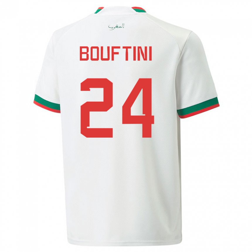 Heren Marokkaans Sofia Bouftini #24 Wit Uitshirt Uittenue 22-24 T-shirt