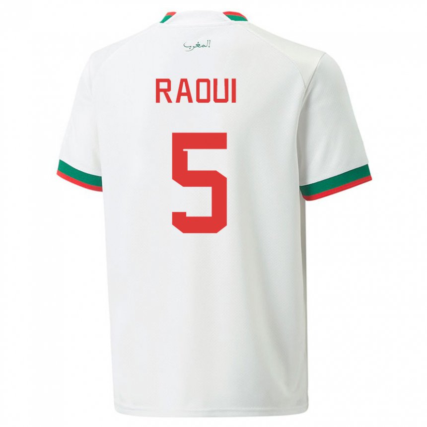 Heren Marokkaans Oussama Raoui #5 Wit Uitshirt Uittenue 22-24 T-shirt