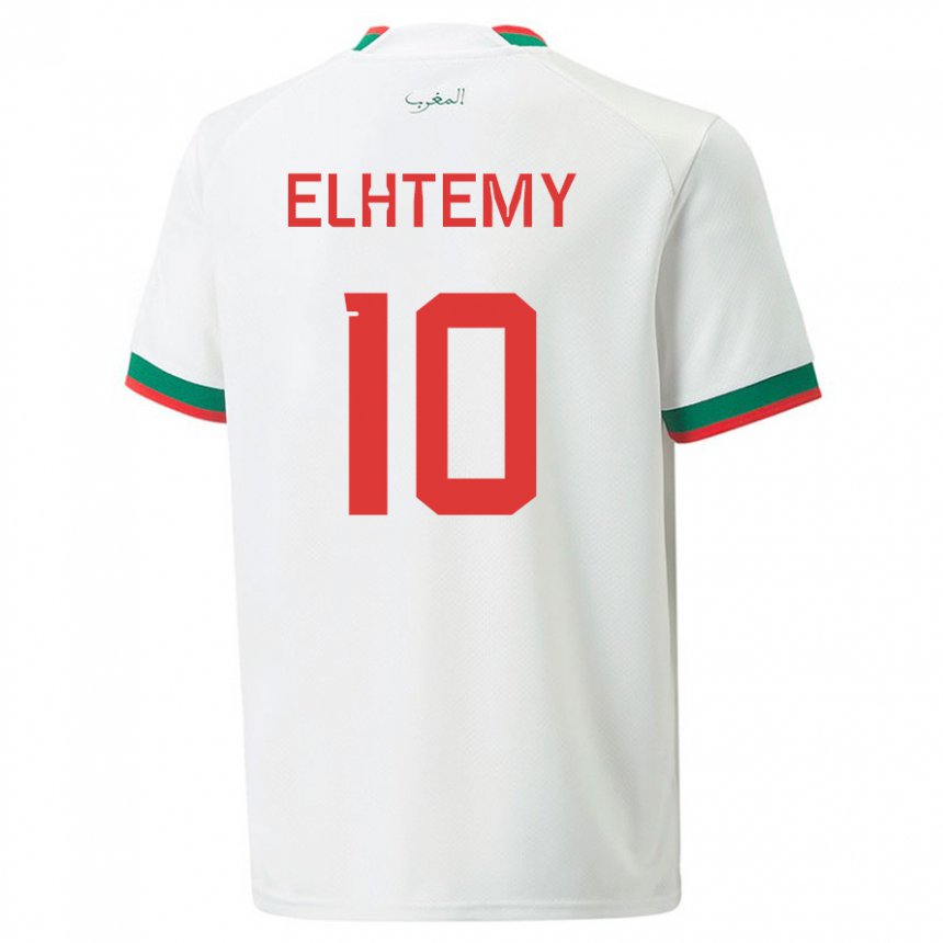 Heren Marokkaans Mountassir Elhtemy #10 Wit Uitshirt Uittenue 22-24 T-shirt