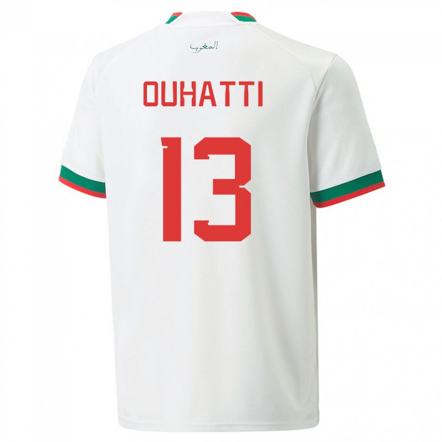 Heren Marokkaans Aymane Ouhatti #13 Wit Uitshirt Uittenue 22-24 T-shirt