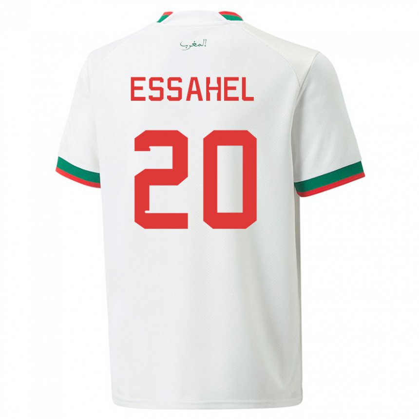Heren Marokkaans Mohammed Amine Essahel #20 Wit Uitshirt Uittenue 22-24 T-shirt