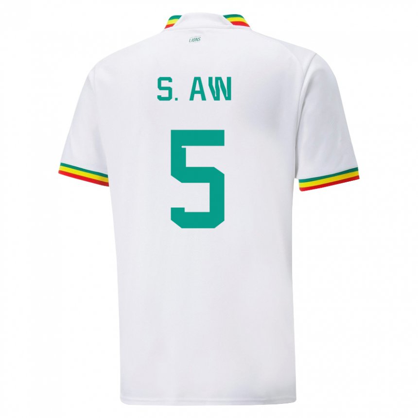 Dames Senegalees Souleymane Aw #5 Wit Thuisshirt Thuistenue 22-24 T-shirt