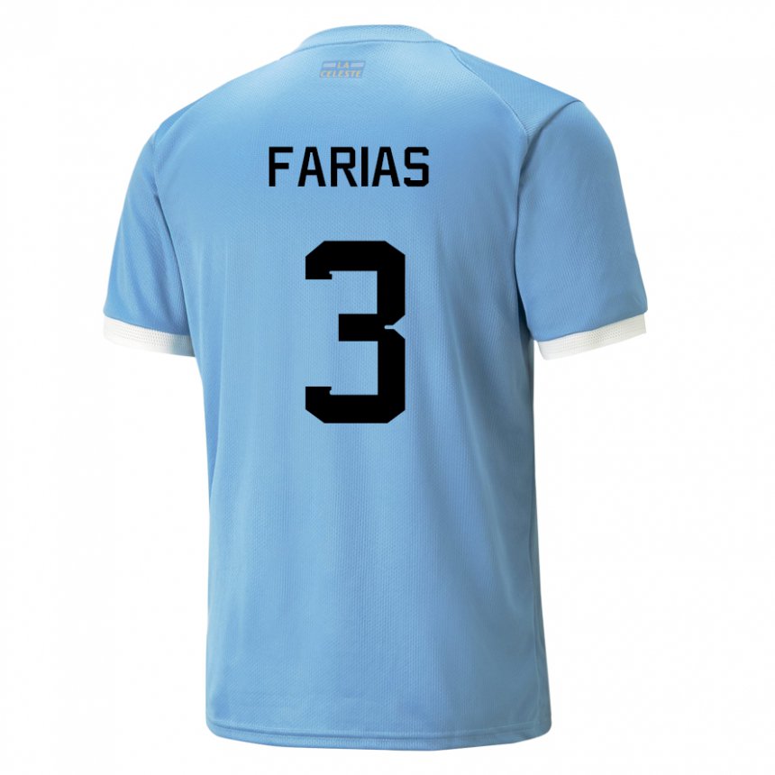 Dames Uruguayaans Daiana Farias #3 Blauw Thuisshirt Thuistenue 22-24 T-shirt