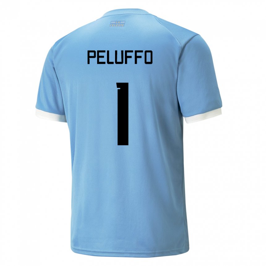 Dames Uruguayaans Daniel Peluffo #1 Blauw Thuisshirt Thuistenue 22-24 T-shirt