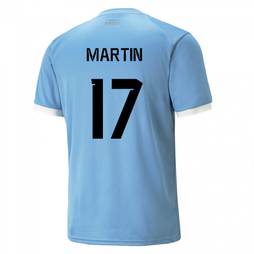 Dames Uruguayaans Juan Martin #17 Blauw Thuisshirt Thuistenue 22-24 T-shirt