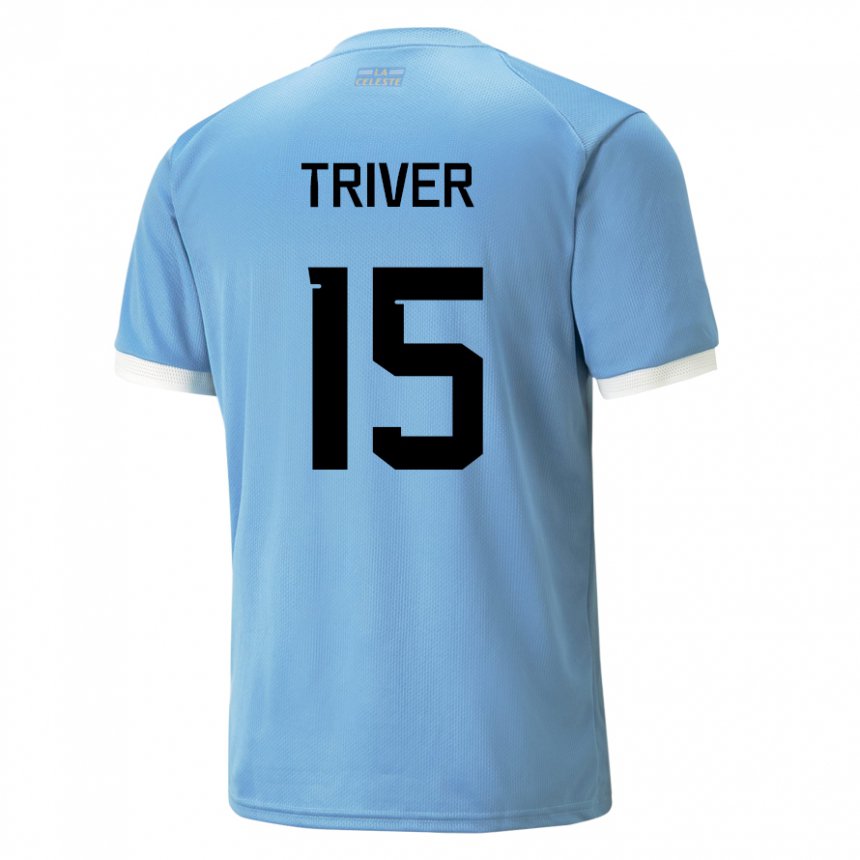 Dames Uruguayaans Francisco Triver #15 Blauw Thuisshirt Thuistenue 22-24 T-shirt