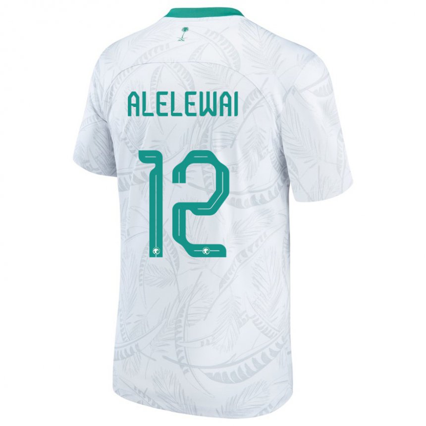 Dames Saoedi-arabisch Abdulaziz Alelewai #12 Wit Thuisshirt Thuistenue 22-24 T-shirt