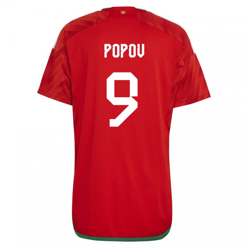 Dames Welsh Christopher Popov #9 Rood Thuisshirt Thuistenue 22-24 T-shirt