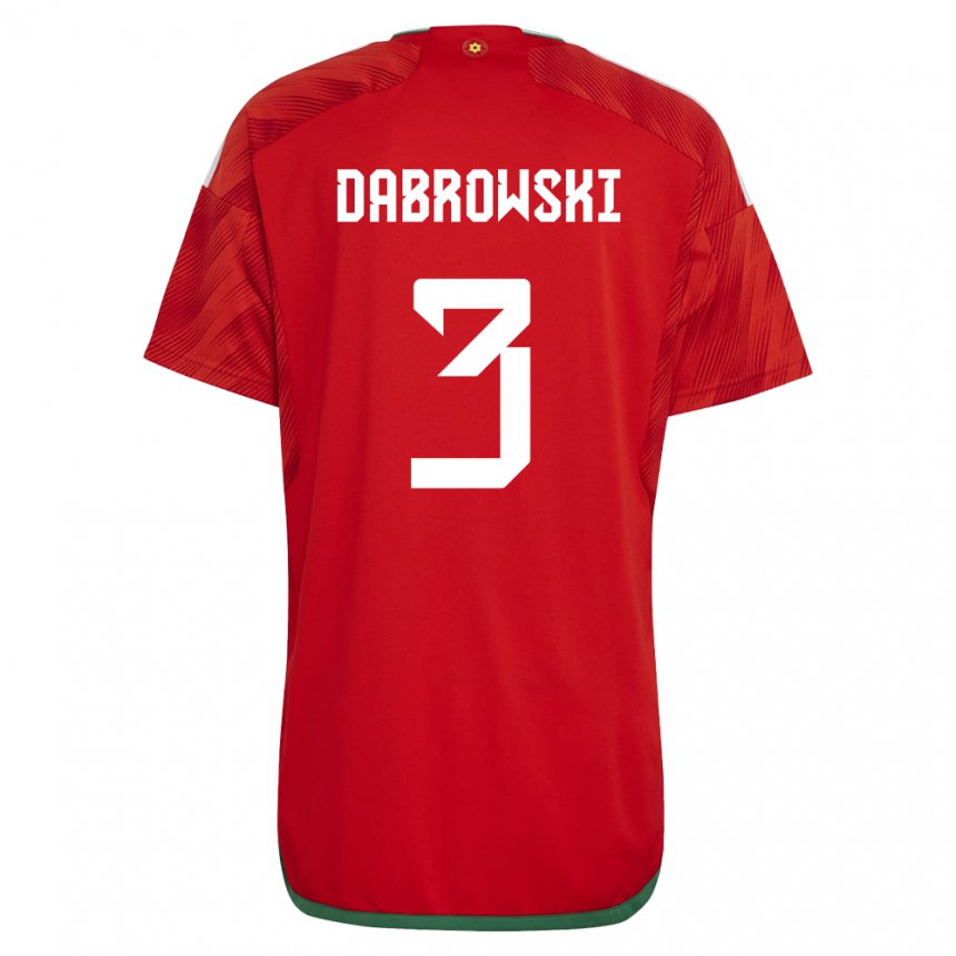 Dames Welsh Sebastian Dabrowski #3 Rood Thuisshirt Thuistenue 22-24 T-shirt