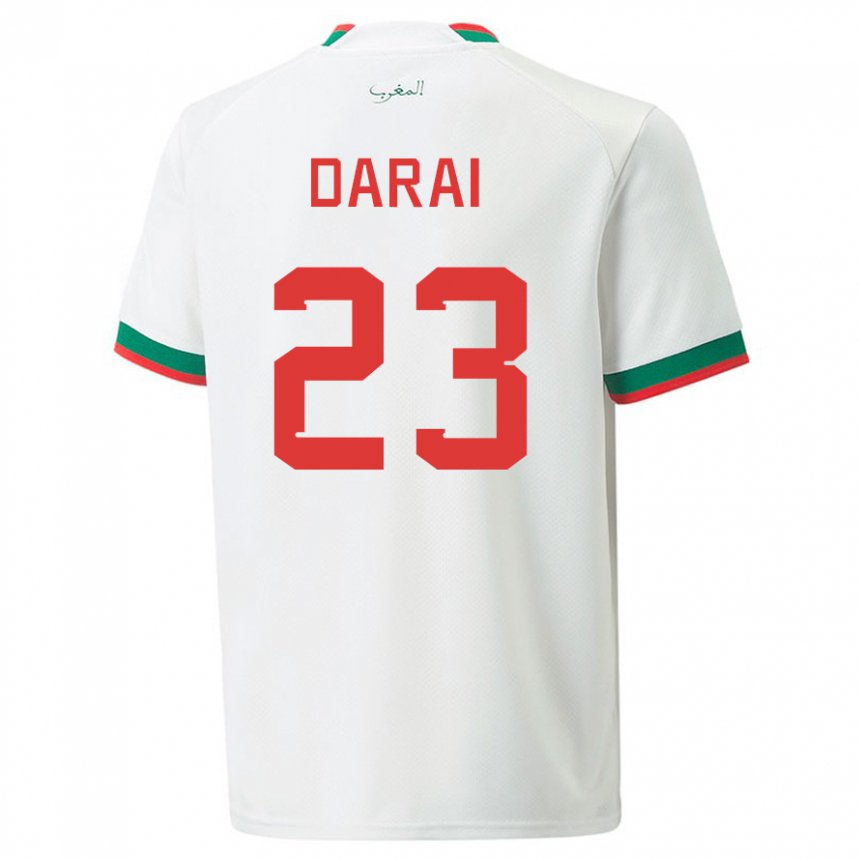 Dames Marokkaans Hamza Darai #23 Wit Uitshirt Uittenue 22-24 T-shirt