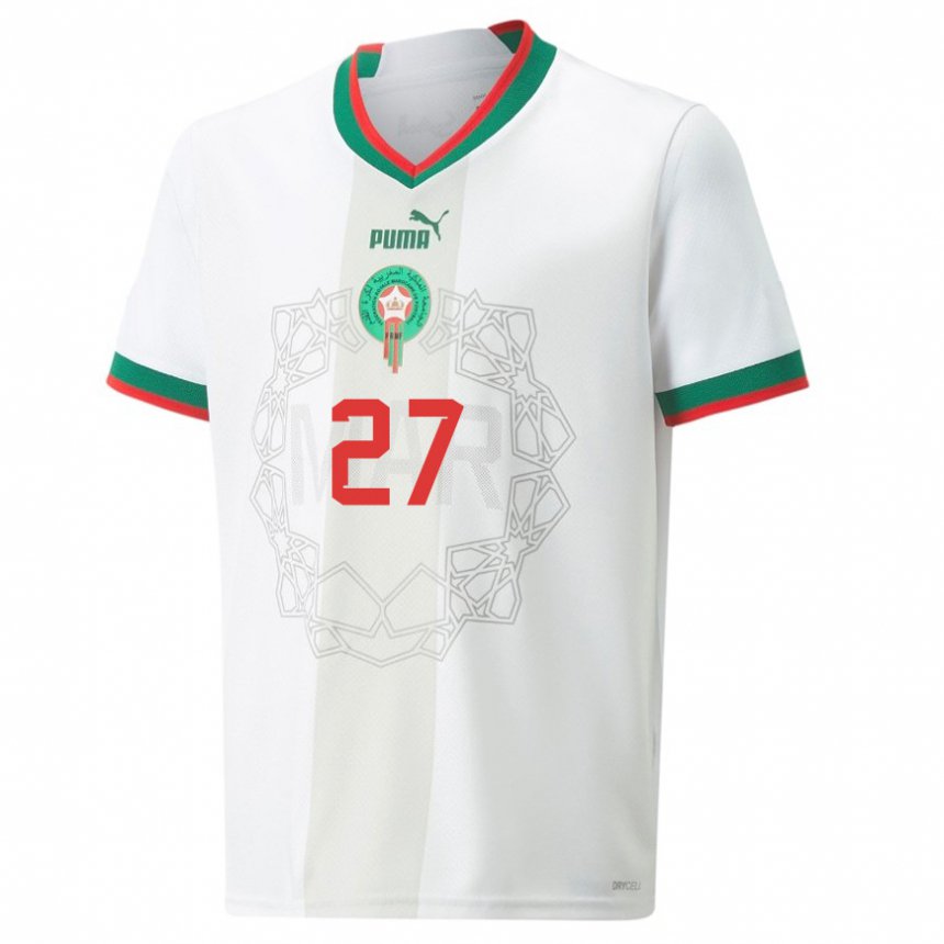 Dames Marokkaans Amine Ghazoini #27 Wit Uitshirt Uittenue 22-24 T-shirt