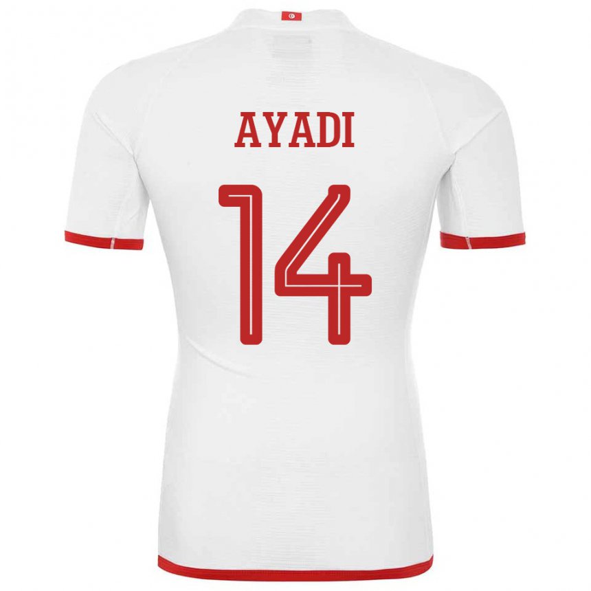 Dames Tunesisch Ghada Ayadi #14 Wit Uitshirt Uittenue 22-24 T-shirt