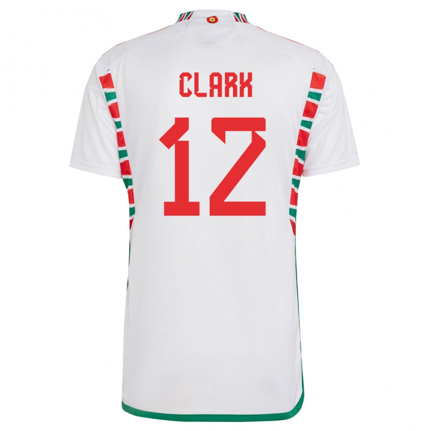 Dames Welsh Olivia Clark #12 Wit Uitshirt Uittenue 22-24 T-shirt