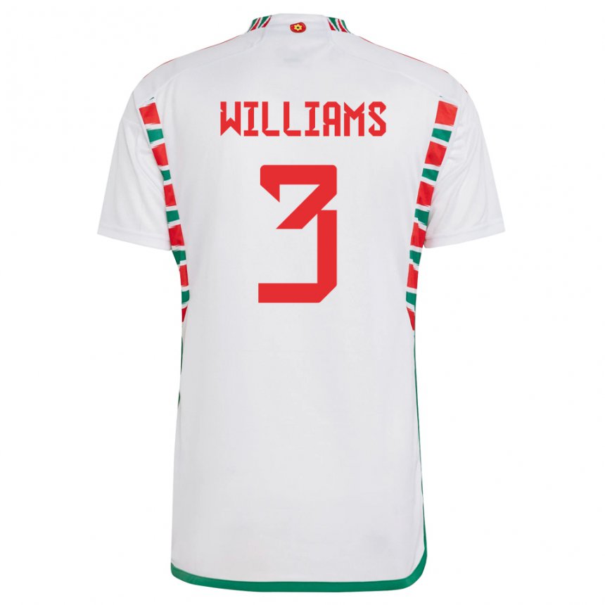 Dames Welsh Zac Williams #3 Wit Uitshirt Uittenue 22-24 T-shirt