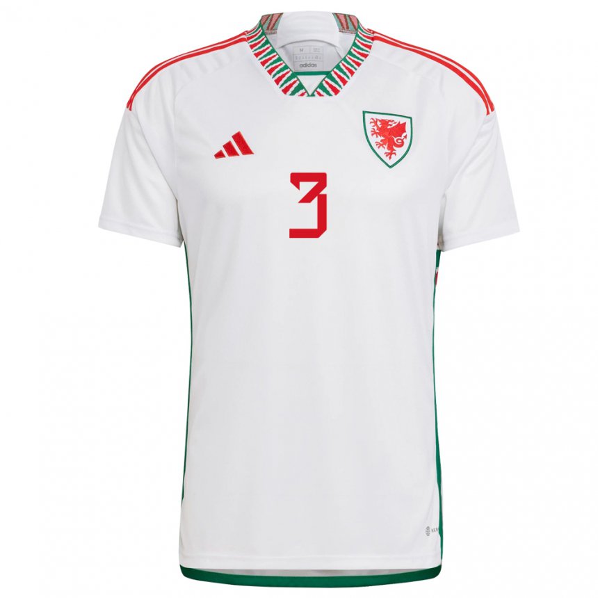 Dames Welsh Zac Williams #3 Wit Uitshirt Uittenue 22-24 T-shirt