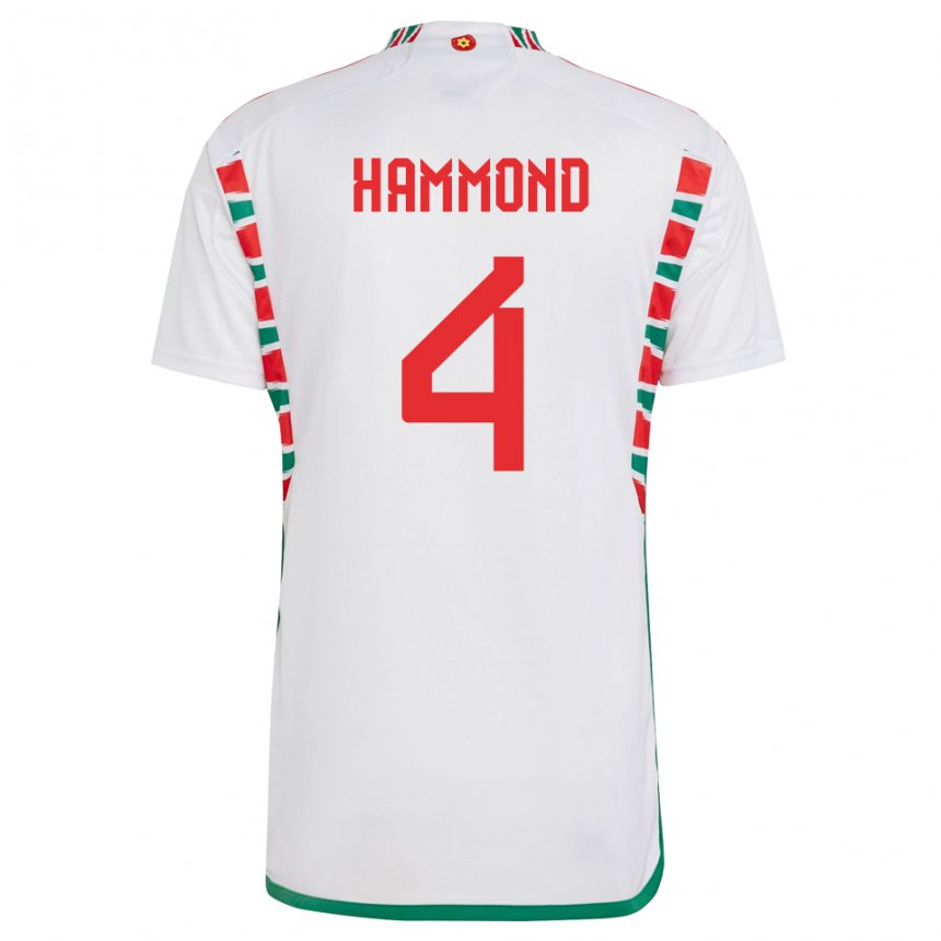 Dames Welsh Ben Hammond #4 Wit Uitshirt Uittenue 22-24 T-shirt