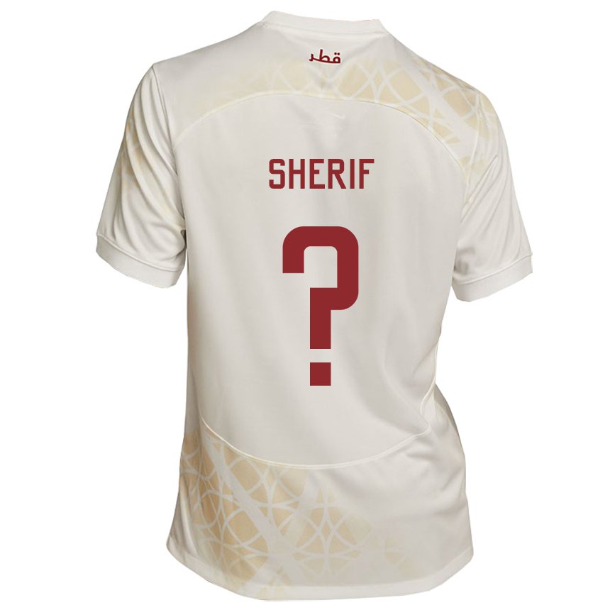 Dames Qatarees Marwan Sherif #0 Goud Beige Uitshirt Uittenue 22-24 T-shirt