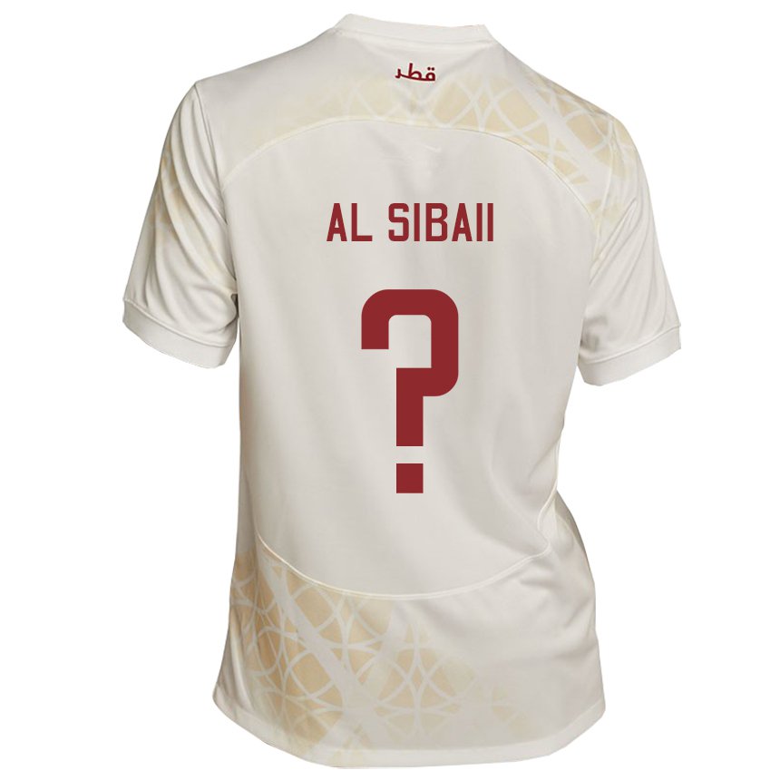 Dames Qatarees Ahmad Al Sibaii #0 Goud Beige Uitshirt Uittenue 22-24 T-shirt