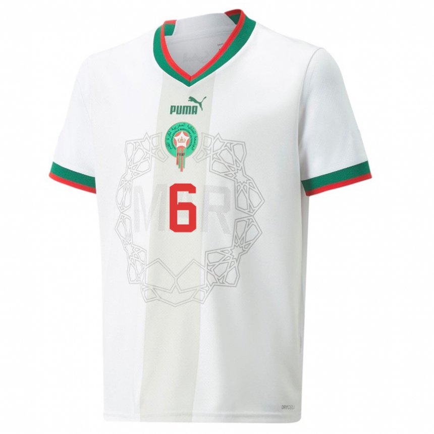 Dames Marokkaans Elodie Nakkach #6 Wit Uitshirt Uittenue 22-24 T-shirt
