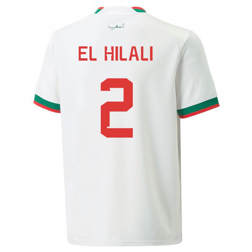 Dames Marokkaans Omar El Hilali #2 Wit Uitshirt Uittenue 22-24 T-shirt