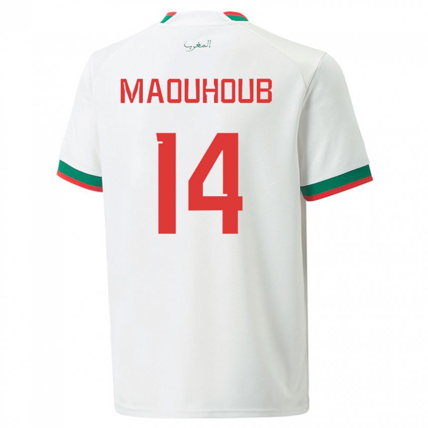 Dames Marokkaans El Mehdi Maouhoub #14 Wit Uitshirt Uittenue 22-24 T-shirt