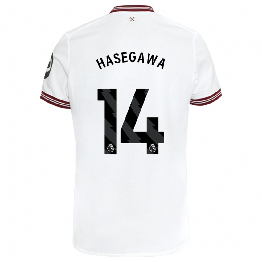 Kinderen Yui Hasegawa #14 Wit Uitshirt Uittenue 2023/24 T-Shirt