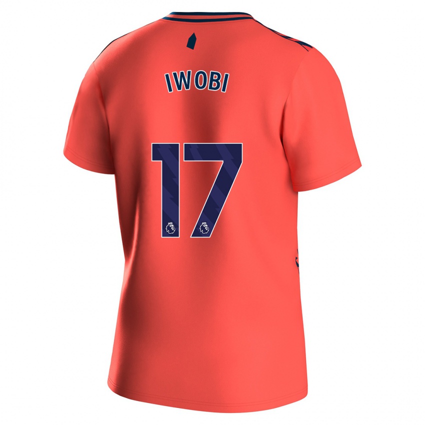 Kinderen Alex Iwobi #17 Koraal Uitshirt Uittenue 2023/24 T-Shirt