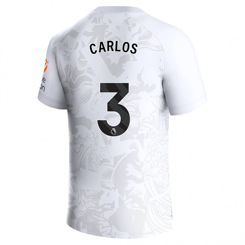 Kinderen Diego Carlos #3 Wit Uitshirt Uittenue 2023/24 T-Shirt