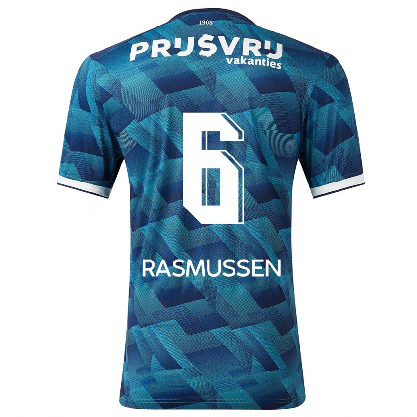 Kinderen Jacob Rasmussen #6 Blauw Uitshirt Uittenue 2023/24 T-Shirt