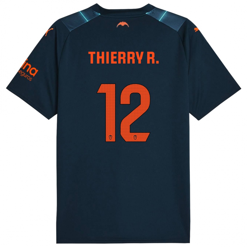 Kinderen Thierry Correia #12 Marineblauw Uitshirt Uittenue 2023/24 T-Shirt