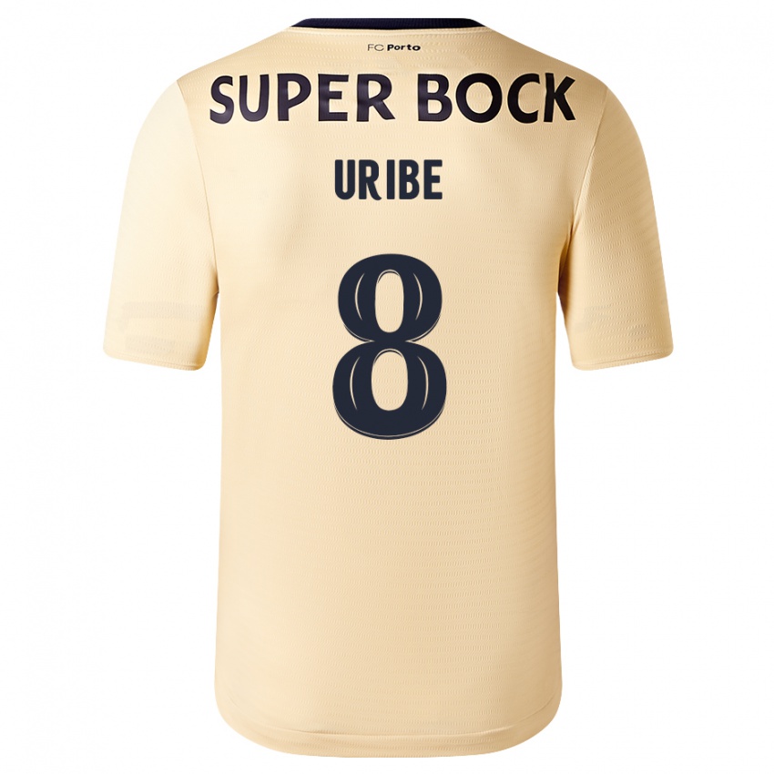 Kinderen Mateus Uribe #8 Beige-Gouden Uitshirt Uittenue 2023/24 T-Shirt