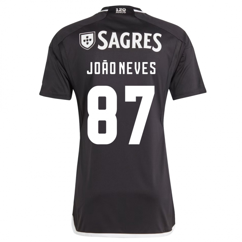 Kinderen João Neves #87 Zwart Uitshirt Uittenue 2023/24 T-Shirt