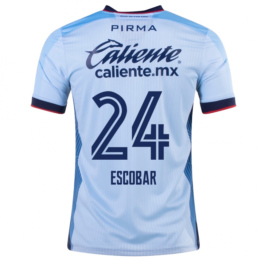 Kinderen Juan Escobar #24 Hemelsblauw Uitshirt Uittenue 2023/24 T-Shirt