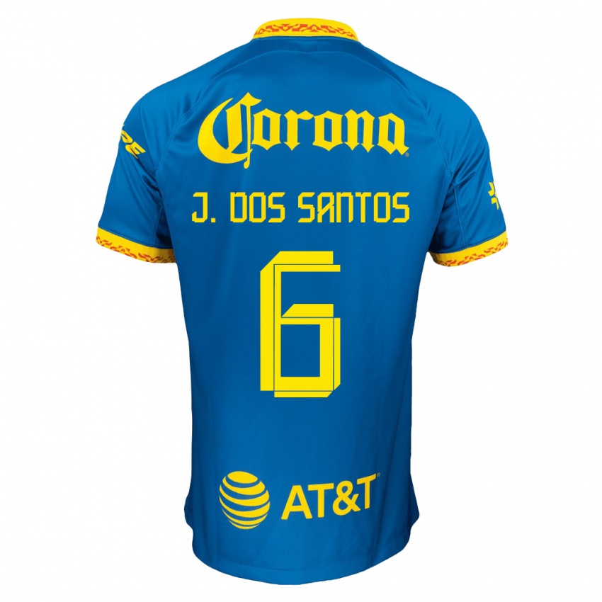 Kinderen Jonathan Dos Santos #6 Blauw Uitshirt Uittenue 2023/24 T-Shirt