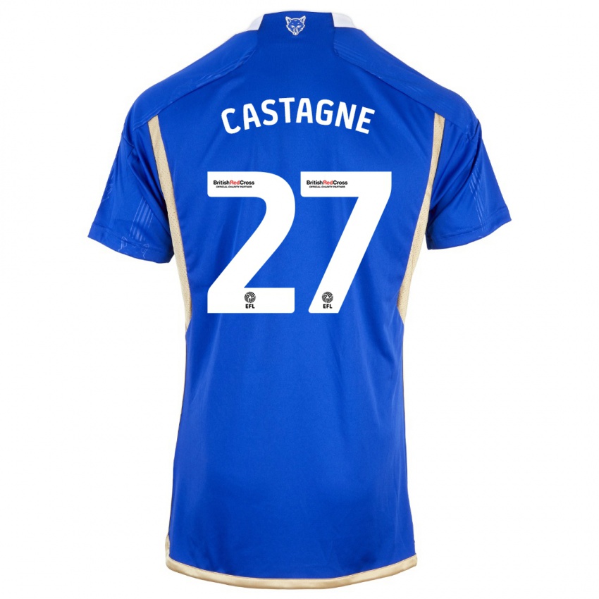 Heren Timothy Castagne #27 Koningsblauw Thuisshirt Thuistenue 2023/24 T-Shirt