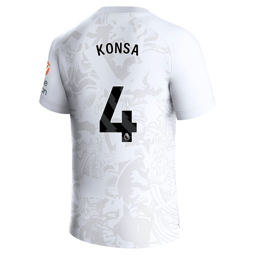 Heren Ezri Konsa #4 Wit Uitshirt Uittenue 2023/24 T-Shirt