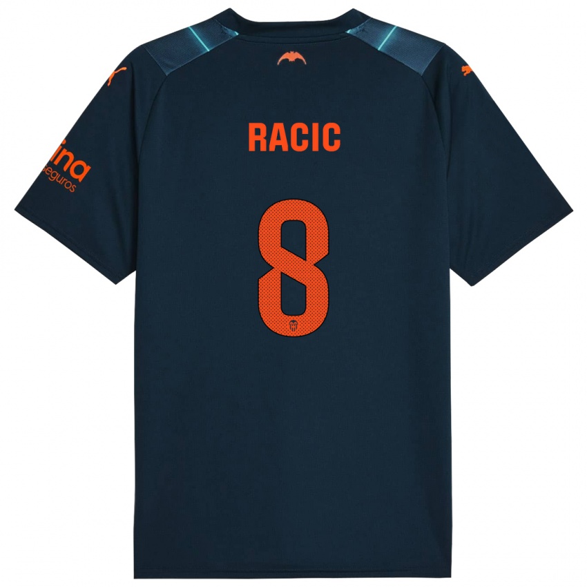 Heren Uros Racic #8 Marineblauw Uitshirt Uittenue 2023/24 T-Shirt