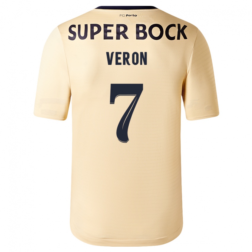 Heren Gabriel Veron #7 Beige-Gouden Uitshirt Uittenue 2023/24 T-Shirt