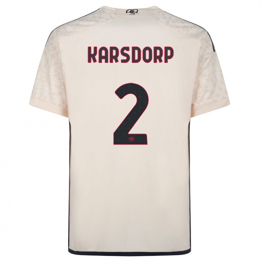 Heren Rick Karsdorp #2 Gebroken Wit Uitshirt Uittenue 2023/24 T-Shirt